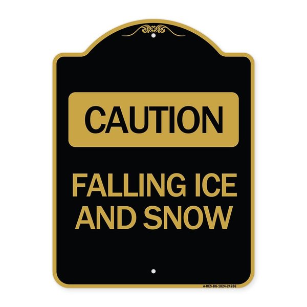Signmission Designer Series Falling Ice and Snow, Black & Gold Aluminum Architectural Sign, 18" H, BG-1824-24286 A-DES-BG-1824-24286